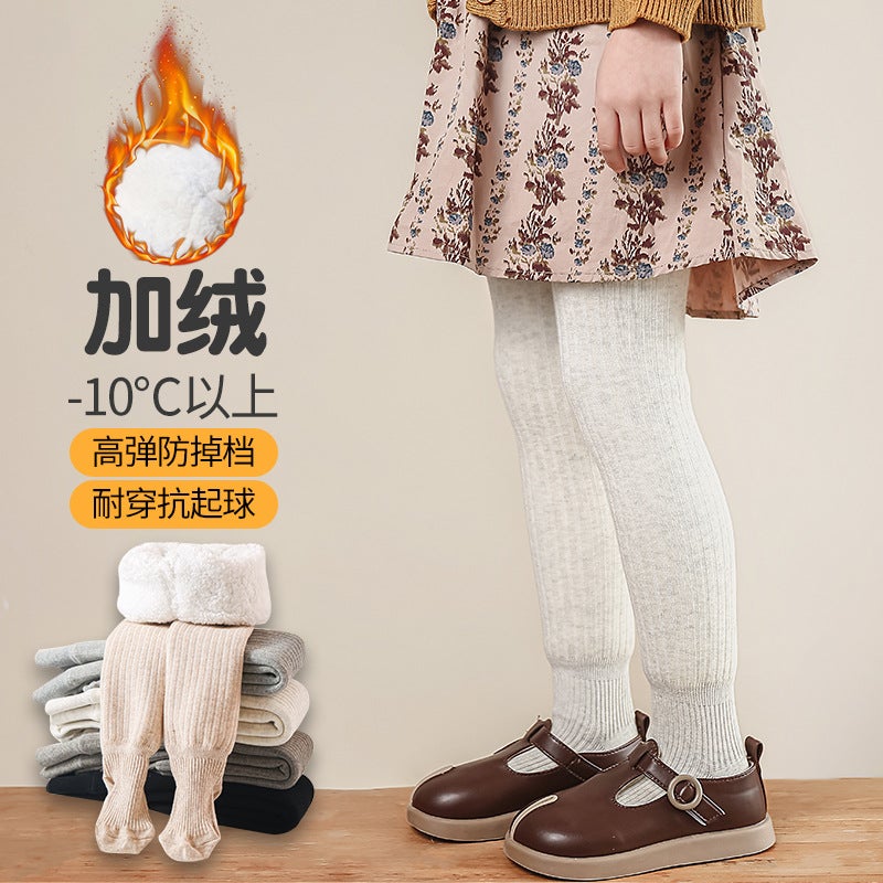 Colored Cotton Children'S Tights For Girls, Fleece-Lined, Thickened, Warm Socks, Class A Cotton, Suitable For Wearing Outside, Leggings - Image 4